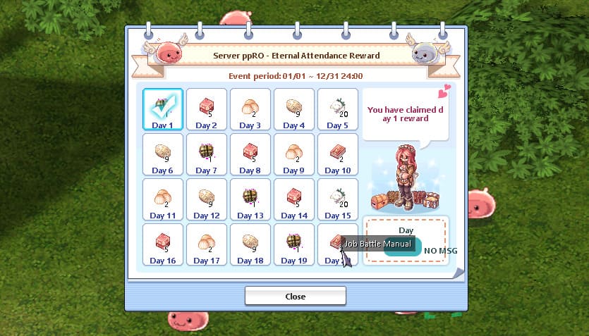 Path of Poring attendance and roulette artwork